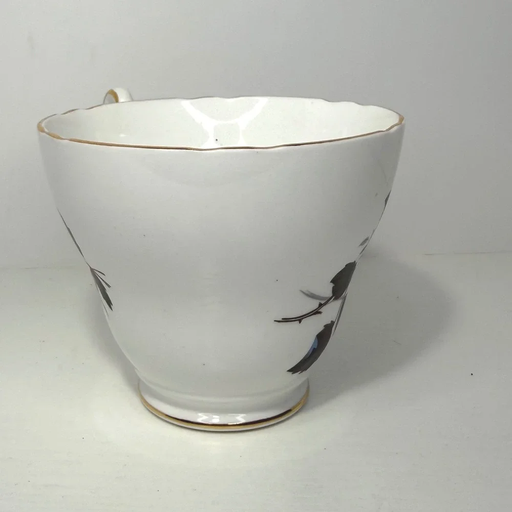Regency English Bone China Teacup Blue Rose Gold Trim Made in England